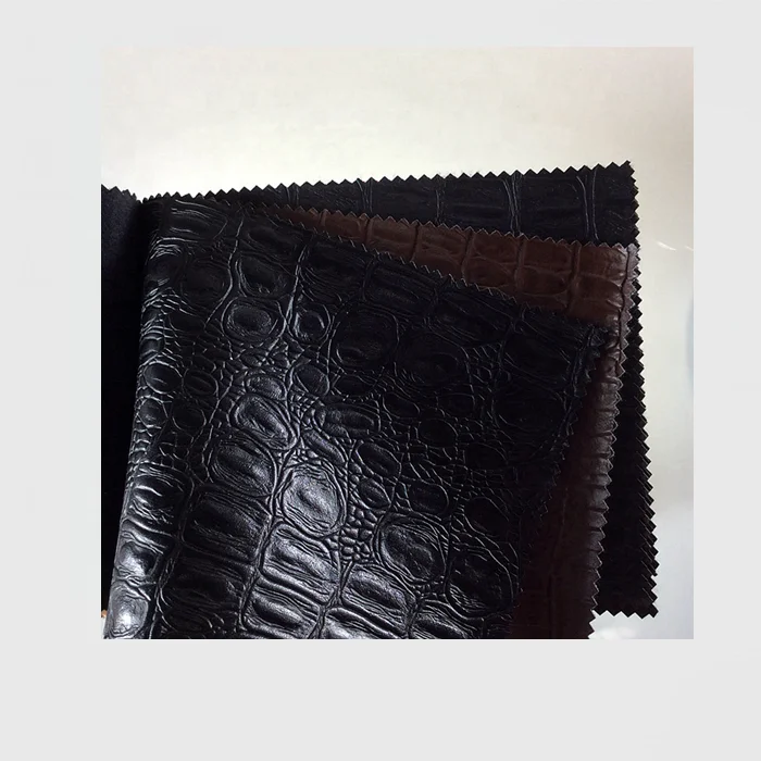 black pvc crocodile leather for bag and wallet sofa, artificial croc leather