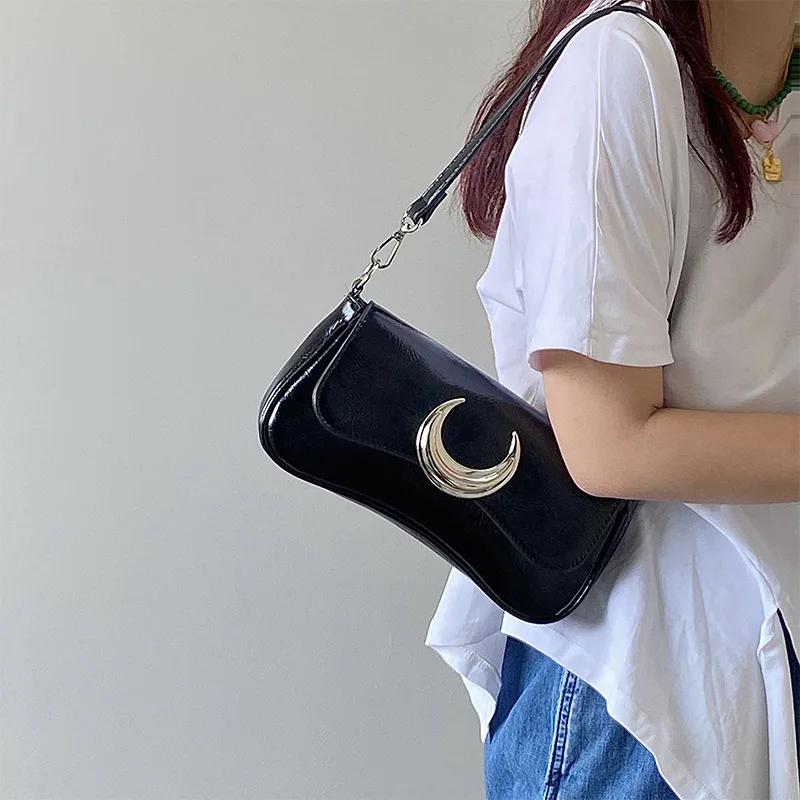 E3159 Niche Y2k Cool Style Trendy Women Punk Bag With Chain Rock Fashion Girls Handbag Pu Leather Shoulder Crossbody Bag