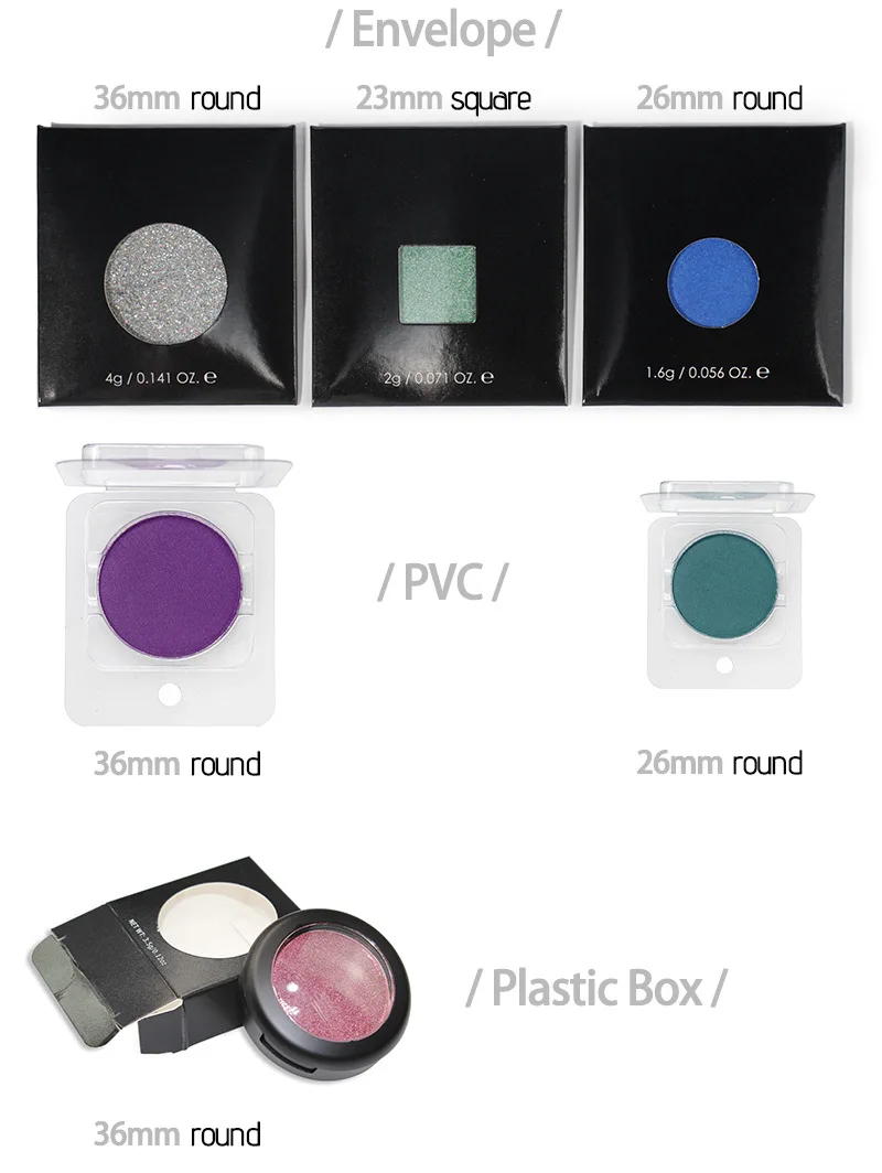 Wholesale Cardboard Custom Black Mini Single Eyeshadow Pan 36mm 26mm Eye Shadow Sleeve Box Eyeshadow Envelope Packaging