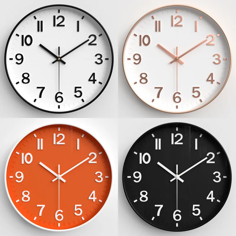 12-Inch Modern Plastic Wall Clock Abstract Pattern Needle Display 3D Number Gilding Crystal Panel Living Room Art Deco Style