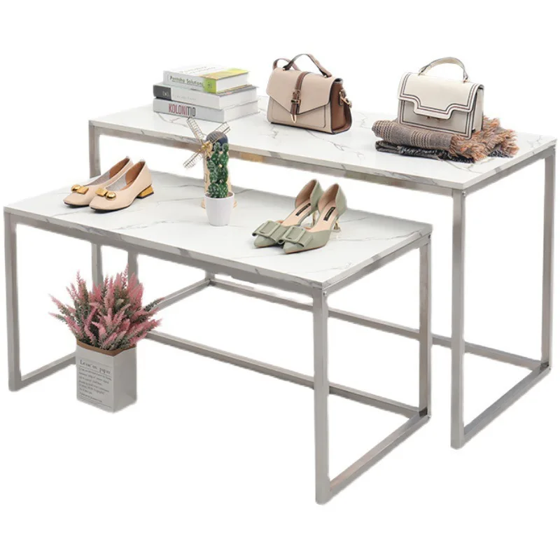 Fashionable Sliver  Display Furniture Clothing Display Racks Stand and Tables for Retail Garment Store Boutique Decoration