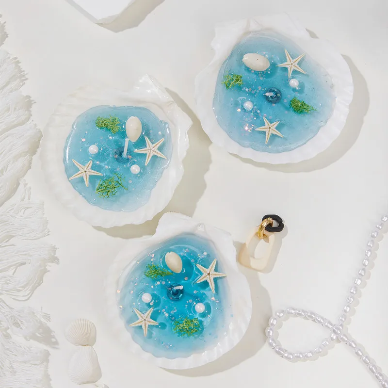 Holiday Ocean Seashell Base with Candles With Jelly Wax For Wedding Home Gift