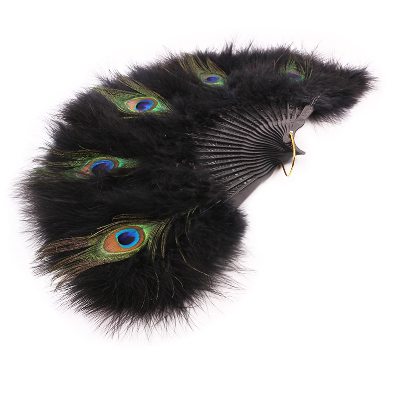 FK Wholesale Dance Performance Fans And Wedding Bride Burlesque White Marabou Peacock Feather Fans