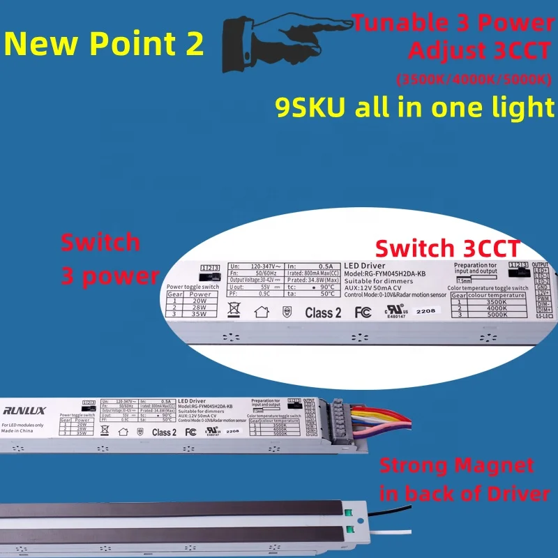 Led Retrofit Light Magnetic Strip Lights Troffer Kit 2*4 5000K 35W 28W 20W