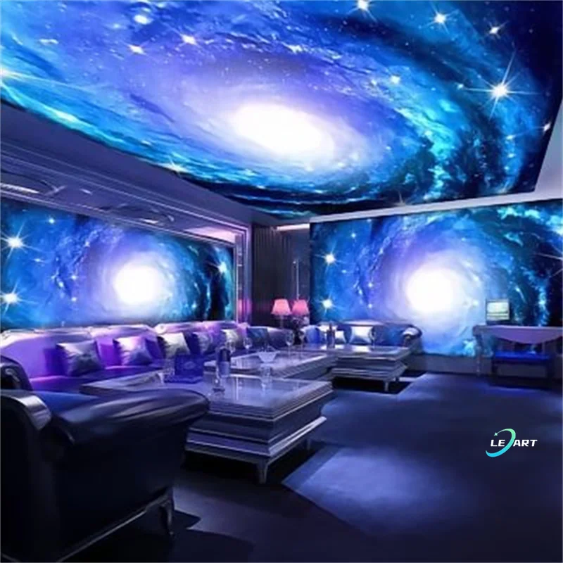 fireproof decorative Fiber Optic pvc Stretch Ceiling film for 3d mobile home Theater Ceiling wall Panels
