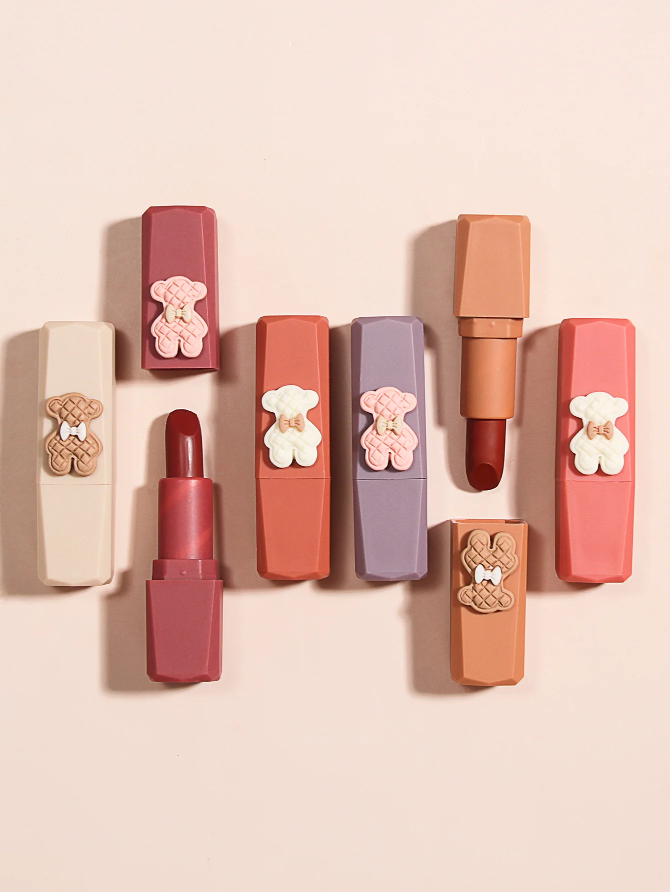 Fashion Korean  Bear  Lipstick design cute girl lip gloss private label double lipstick for young girl