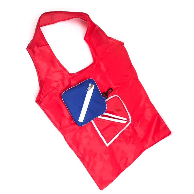 
Foldable shopping bag portable Storage waterproof daily Oxford green portable advertising gift Folding zipper shopping bag 