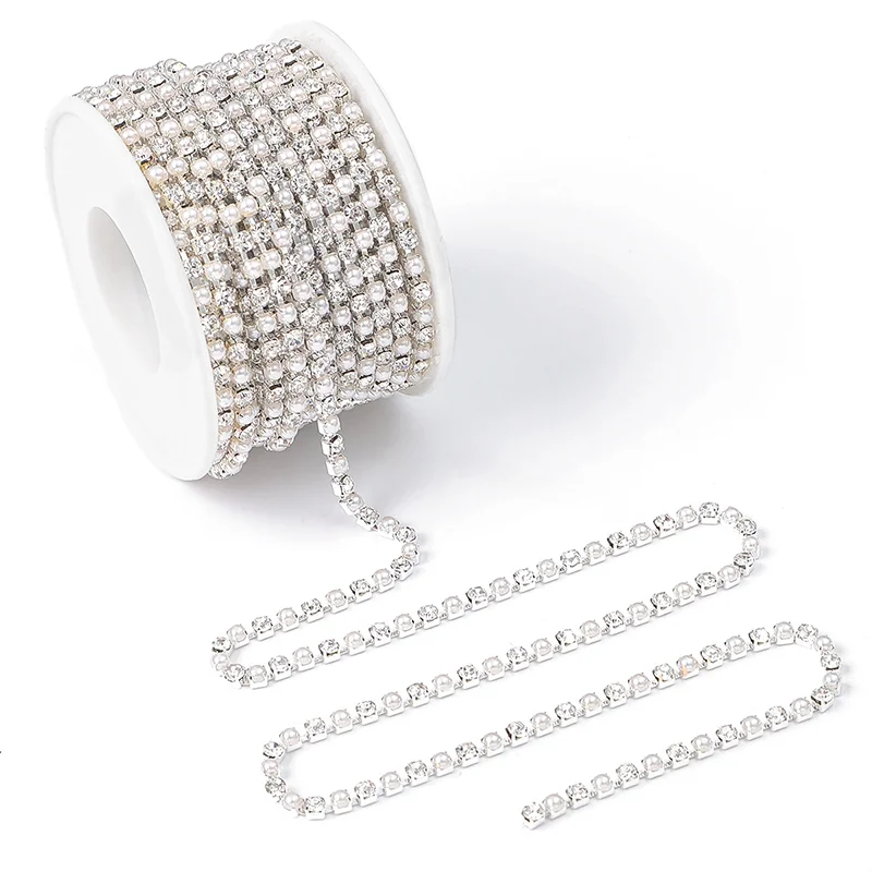 New fashion trend Garment accessories Diamond Pearl Bead Mash-up Rhinestone Chain