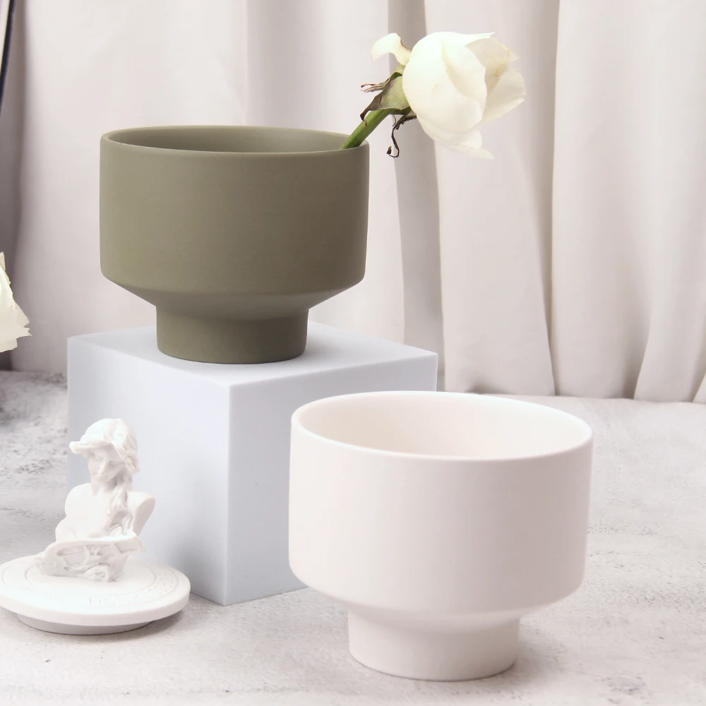 Wholesale Custom 11oz Empty Candle Vessels Nordic Ceramic Candle Jar Home Decor Candle Containers