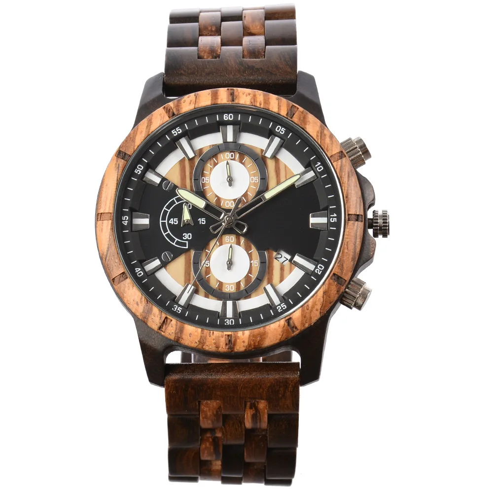 Uhr Montres-homm Cajas Para Relojes Jam Tangan Pria Watches Men Wrist Luxury Wood Hand Watch Wholesale Chronograph Japan Glass