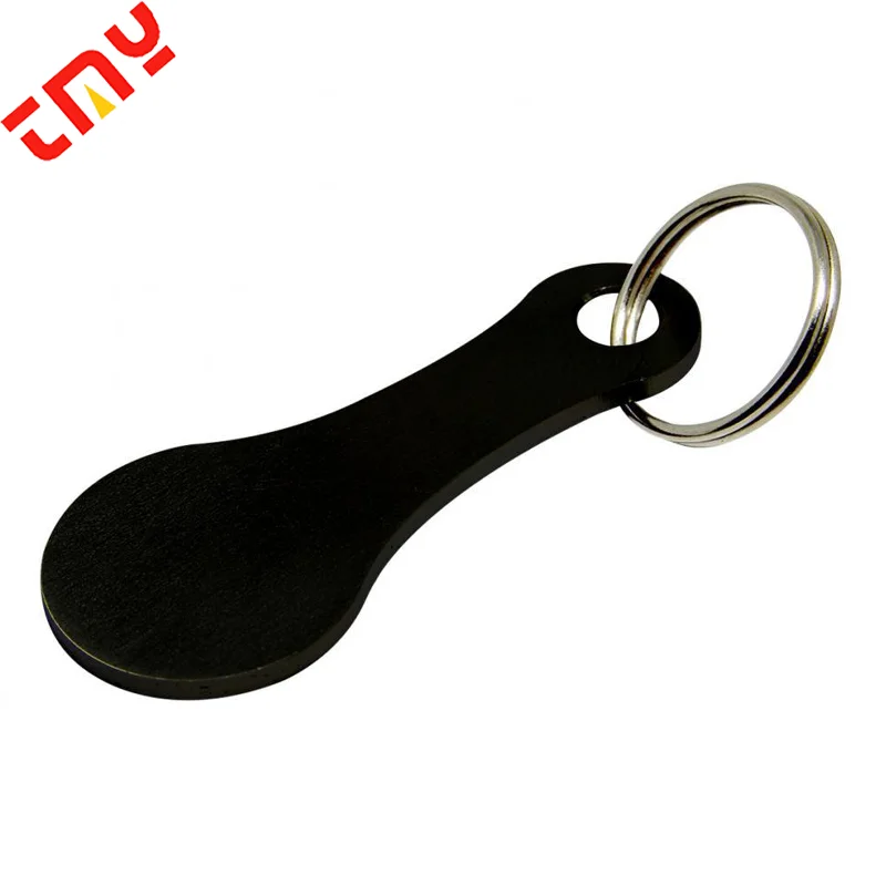Custom 23MM Blank Black Sliver Token Keychain Coin Stainless Steel Shopping Cart Tokens For Laser Engraving