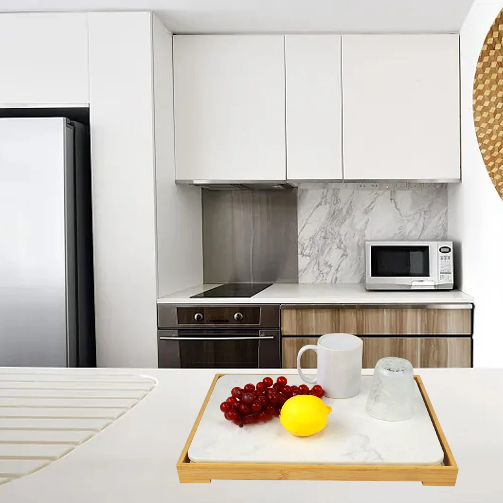 New Diatomite Quick Dish Drying Rack Absorbent Mat Tray Stone Dish Drying Mats with Bamboo Rack Dish Pad for Kitchen Counter