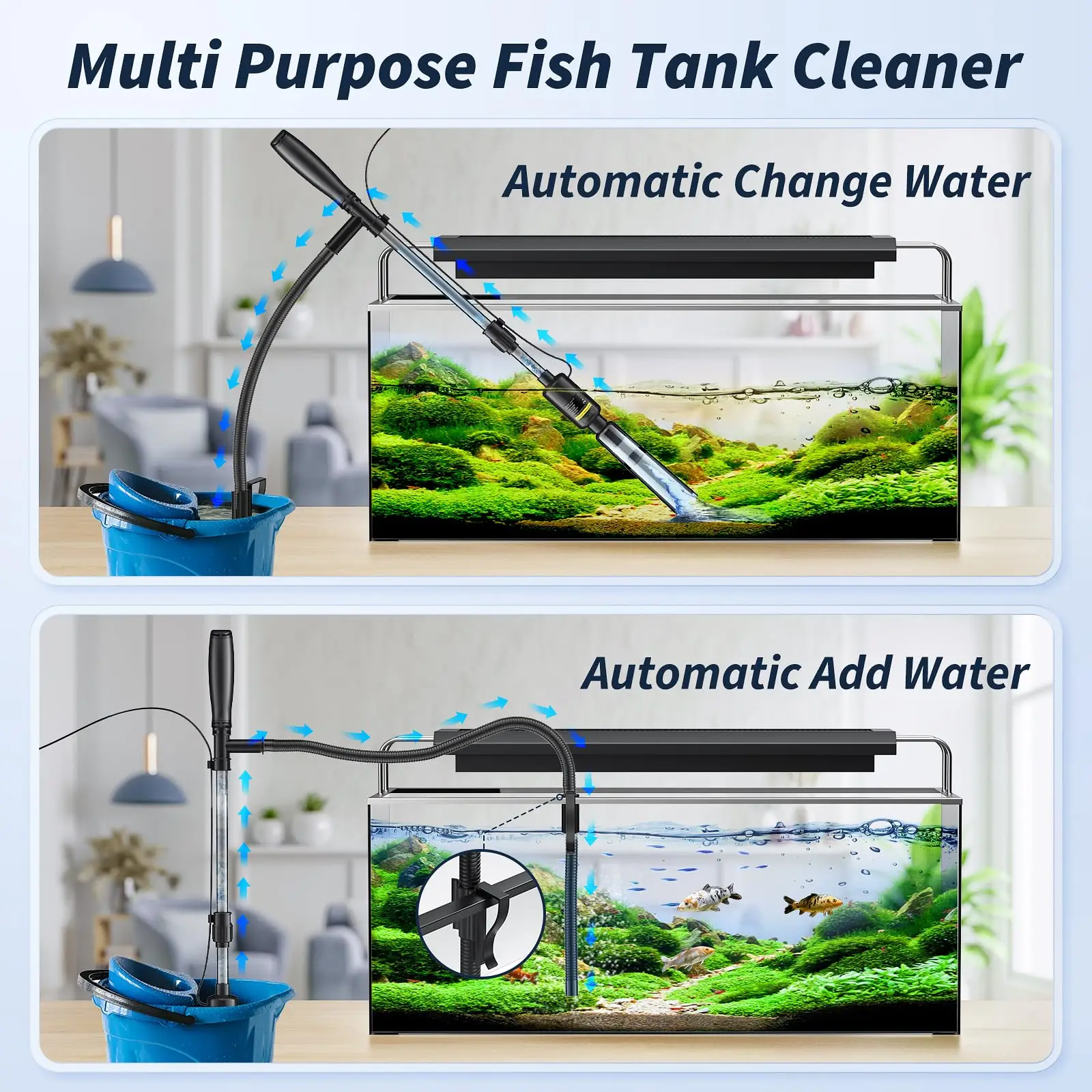ZMaker New Electric Fish Tank Cleaner Adjustable Water Flow Aquarium Cleaner Kit Aquarium Gravel Cleaner