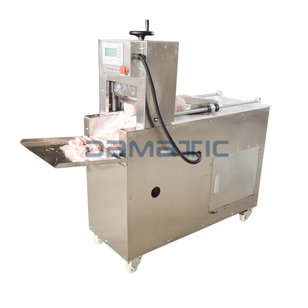 Damatic 2 4 8 Rolls Fully Automatic Commercial Wide Frozen Fish Meat Bacon Slice Cut Make Slicer Machine