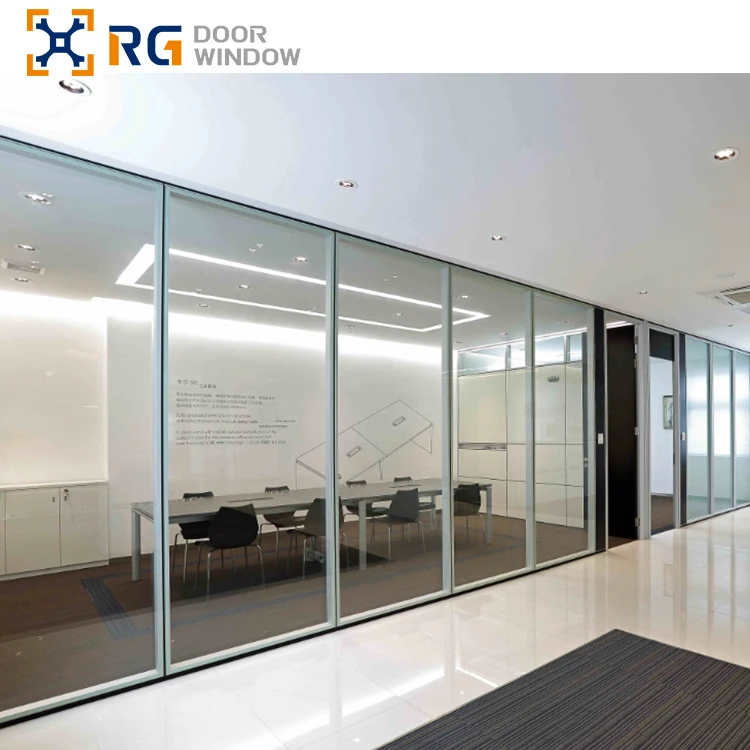 RG83  Factory Custom Office Used Aluminum Partitions Dividers Glass Partition Building Decoration Living Room Glass Partition