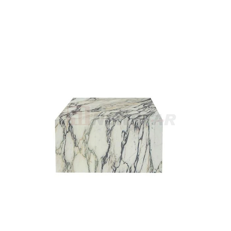 Newstar Luxury Italian Calacatta White Arabescato Corchia Plinth Carrara Cube Living Side Table Arabescato Marble Coffee Table
