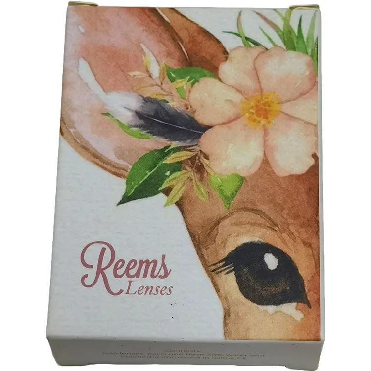 Wholesale Custom Logo Contact Lenses Packaging Box Customized Lens Fawn pattern Premium Luxury Cardboard Paper Case