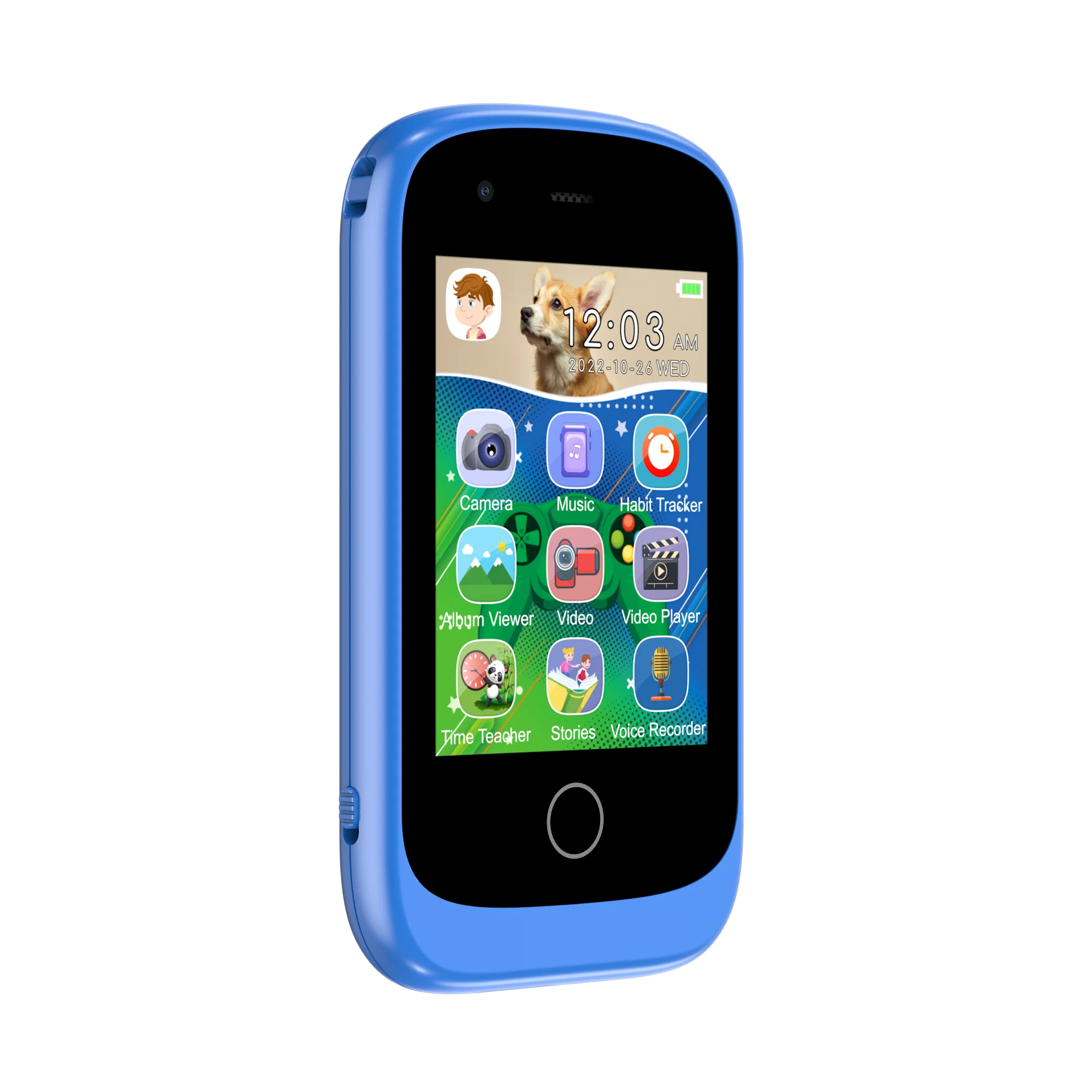 XA31 2.8 Inch IPS Kids Touch Screen Toy Cellphone With Blue Dinosaur Case ,Smart Phone Toys Gifts for Children