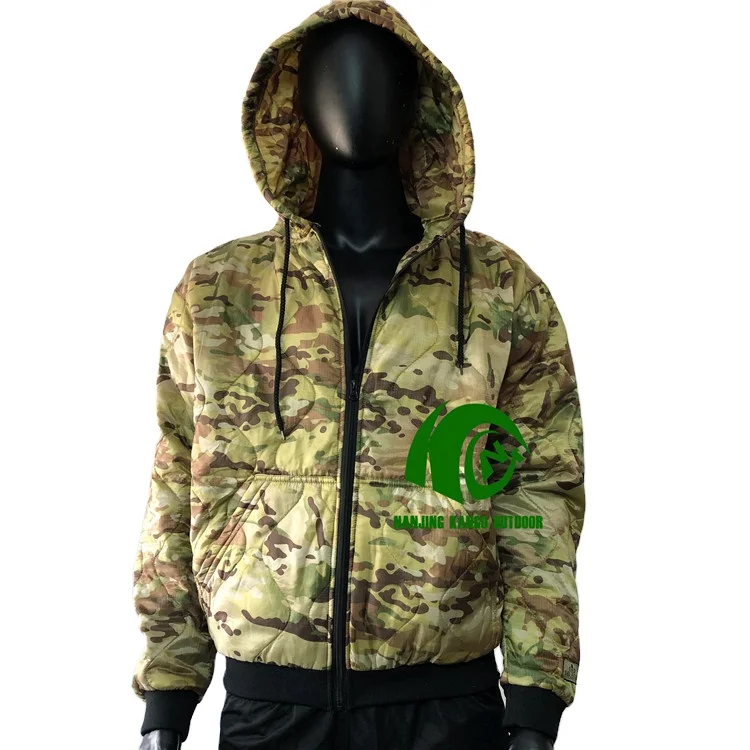 Kango Factory Made Authentic Woobie Hoodie With Zip woodland Multicam Camouflage Color