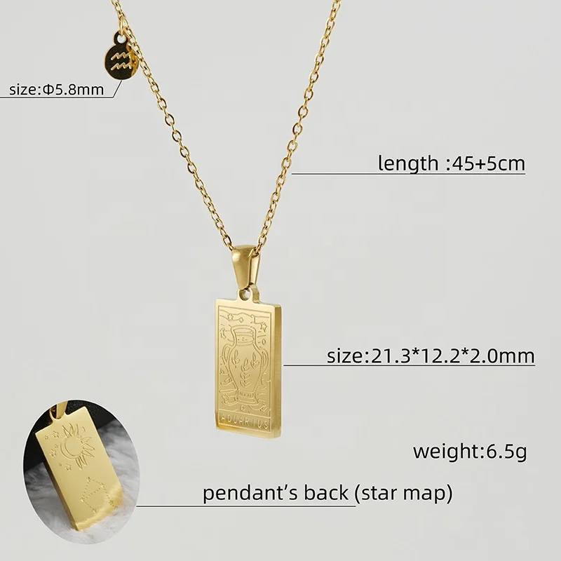 Fashionable 18K Gold Plated High Quality Shiny Chain Necklace With Pattern Engraving Charm Pendant Necklace