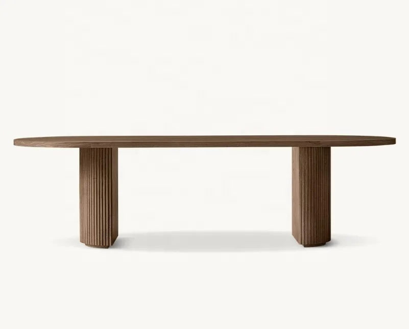 High quality factory direct sales oval tabke French minimalist Solid oak base rectangular dining table