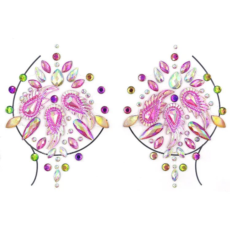 Wholesale Glitter Tattoos Stickers Acrylic Non Hotfix Crystals Face Decoration Diamond Art Body Tattoo Chest Rhinestone Stickers