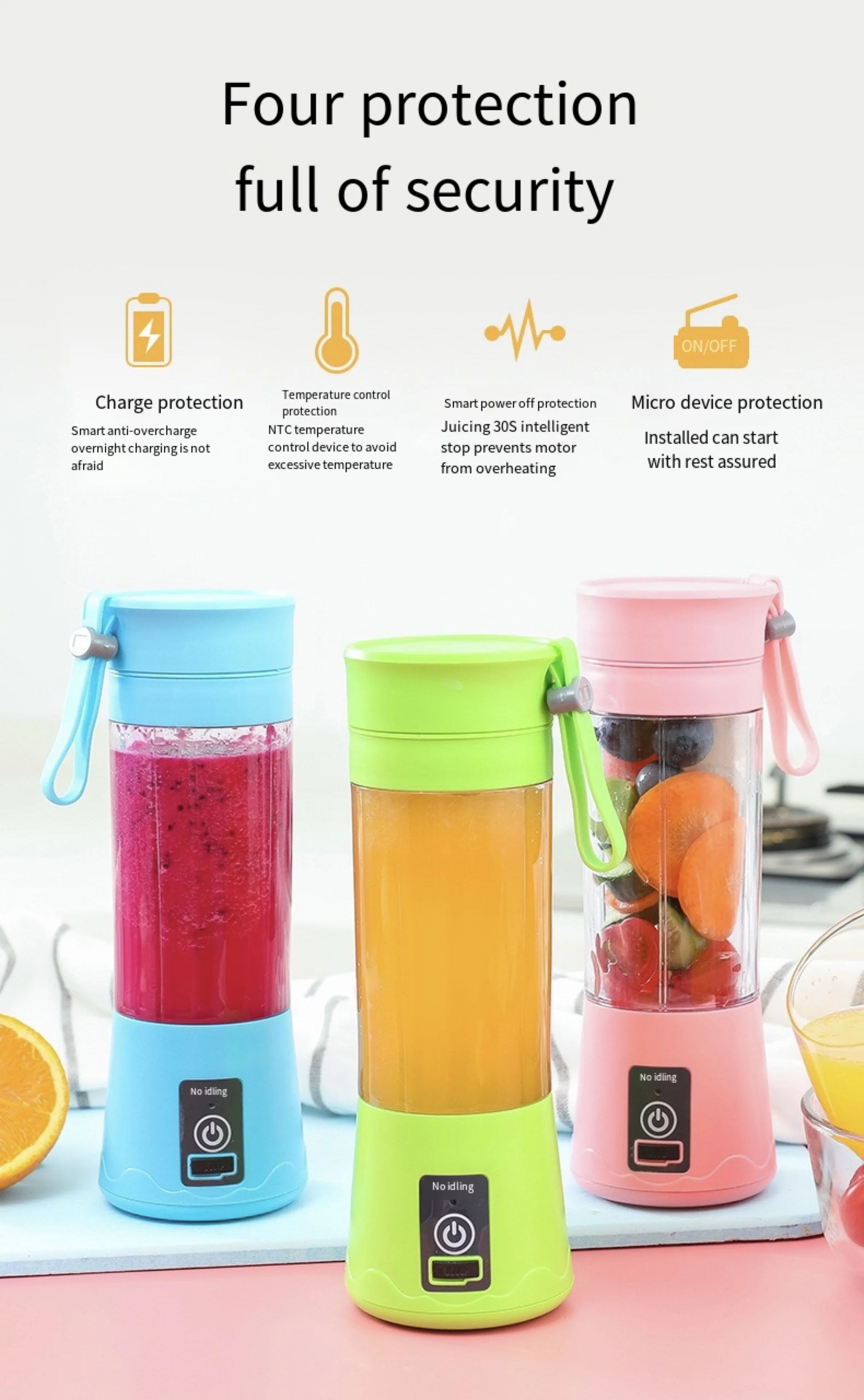 High Quality Multicolor Electric Portable Fresh Juicer Blender Mini Juicer Blender Mini Blender For Kitchen
