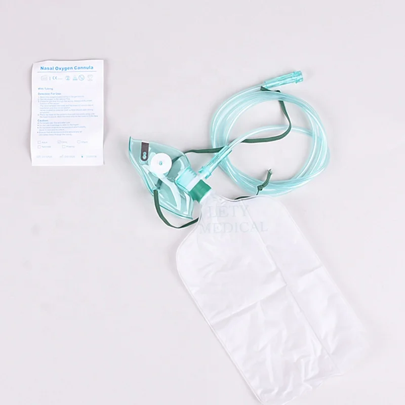 Disposable oxygen mask for children and adults with oxygen storage bags