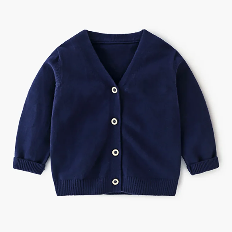 
pure color Wholesale V Neck Kids Knit Sweater merino wool cardigan 