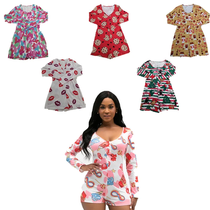 
2021 women clothing wholesale sexy long sleeve pajama adult jumpsuit onesies for women 