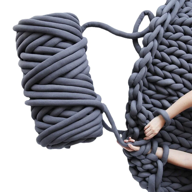 Factory wholesale soft chunky arm jumbo cotton tube yarn giant blanket hand knitting Filled Braid yarn