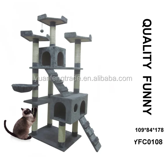Multi Level Large Cat Tree Furniture Kitten Activity Toys Cat Tower with Scratching Post Condo &Platforms