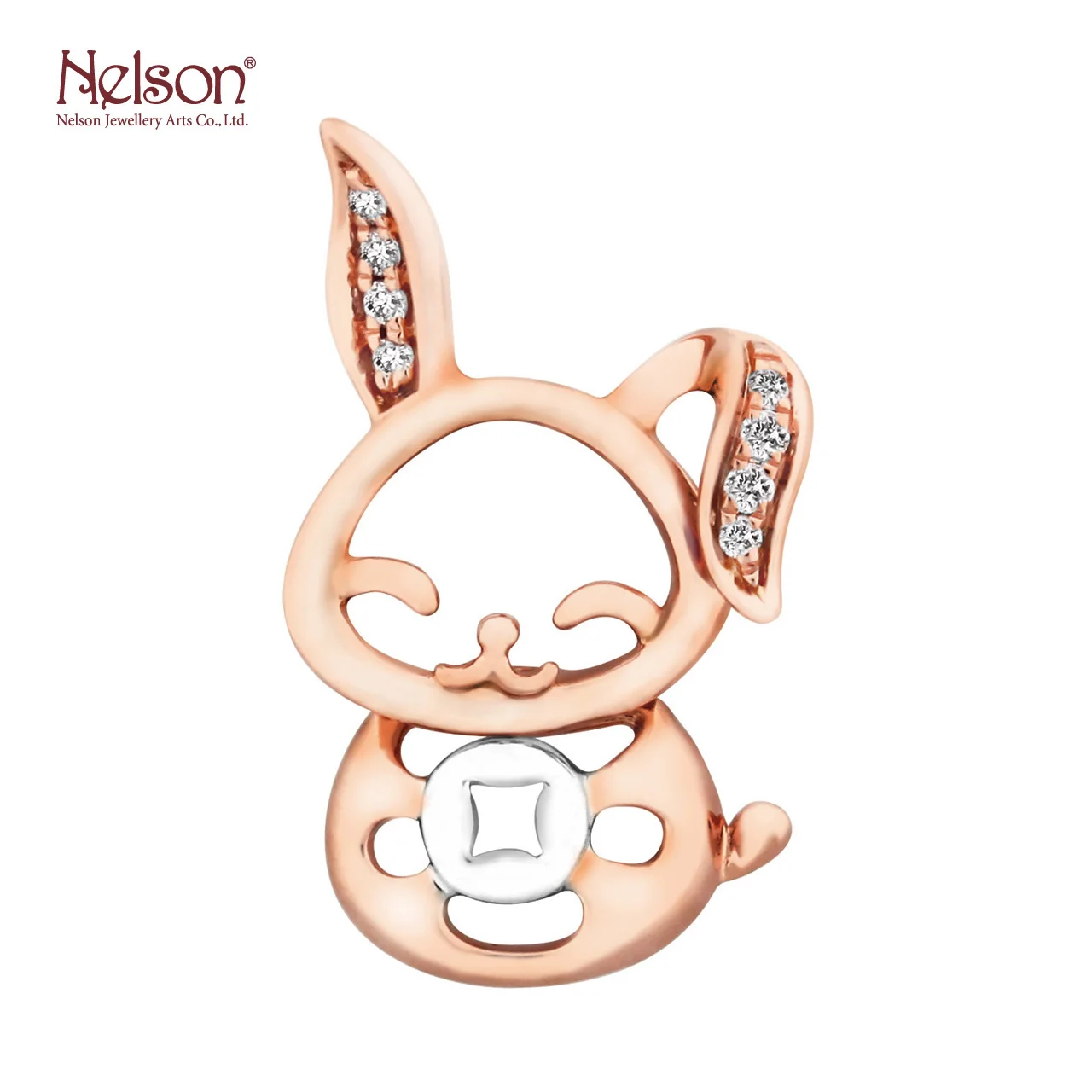 Happy Gift no MOQ OEM ODM 18K Rose Gold Diamond Adorable Chinese Zodiac Rabbit Theme Pendant For Ladies