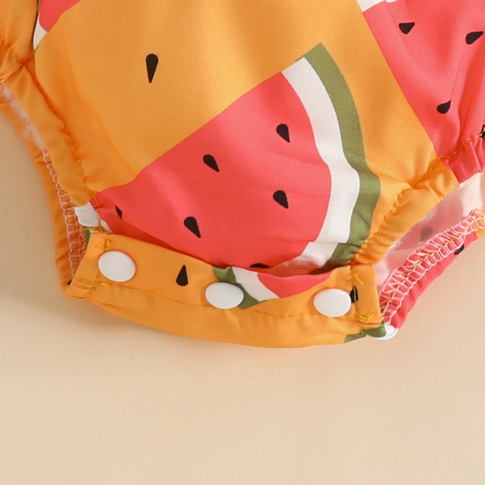 New Summer Baby Clothes Watermelon Print Shoulder Strap Triangle Romper Sleeveless Baby Rompers with Bow Headband