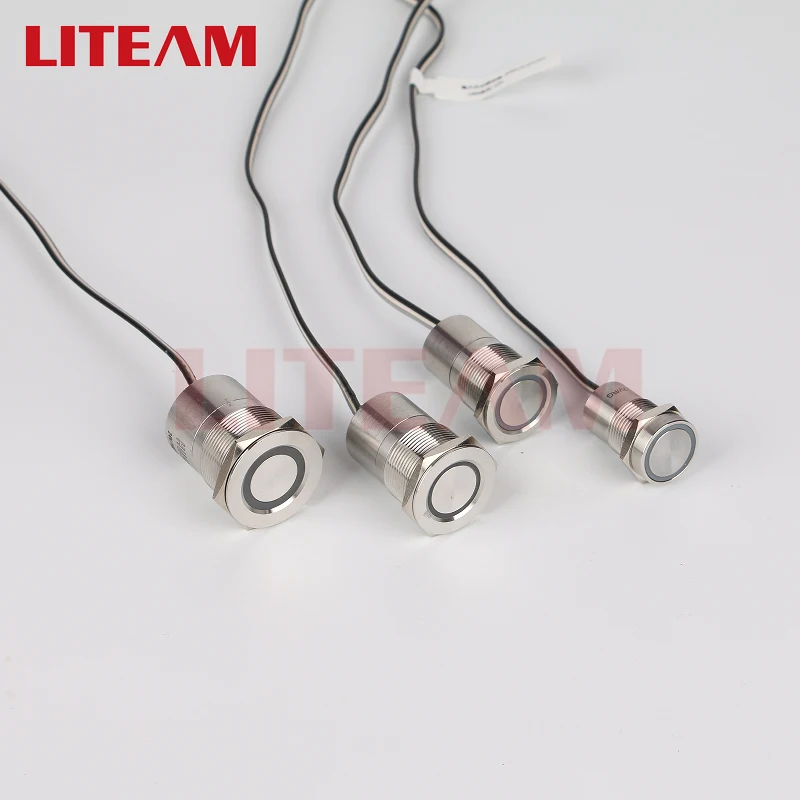 16mm 19MM 22MM Touch Button Switch With Wire Waterproof Metal Push Button Switch Stainless Steel Metal Piezo Switch IP68 NO NC