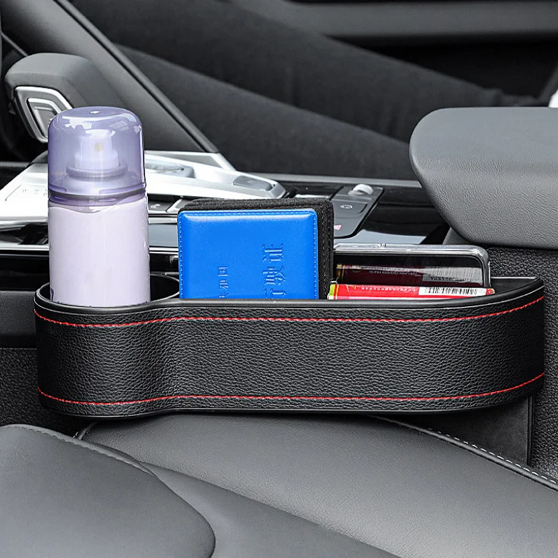 Car Cup Holder Accessories Car Seat Side Pocket Organizer Pouch PU Leather Car Seat Gap Filler Pad