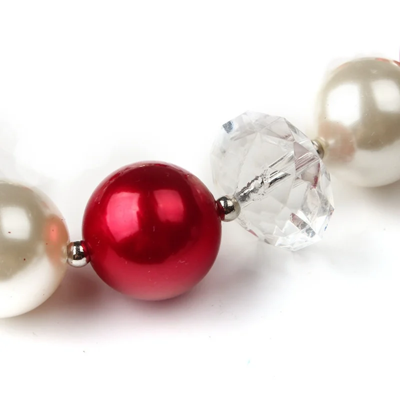 Женское рождественское ожерелье ручной работы, детское красное ожерелье из бусин