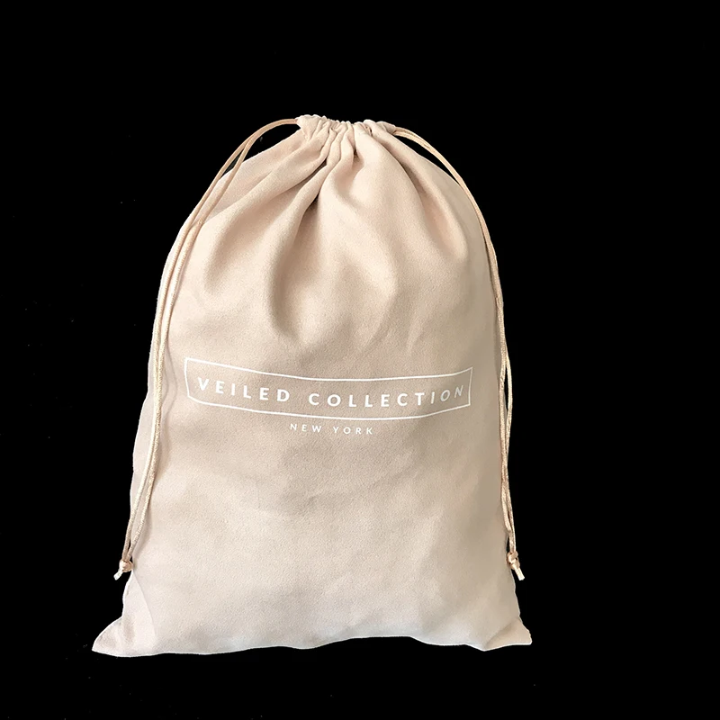 Custom Logo 25x35cm Pink Velvet Lady Shoes Pouch Suede Drawstring Sandal Bags