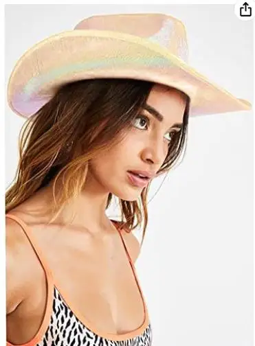 Light Up Holographic Led Flashing Hats Wholesale Western Styles Pink Red White And Blue Women Wool Cowboy Hat With Lights