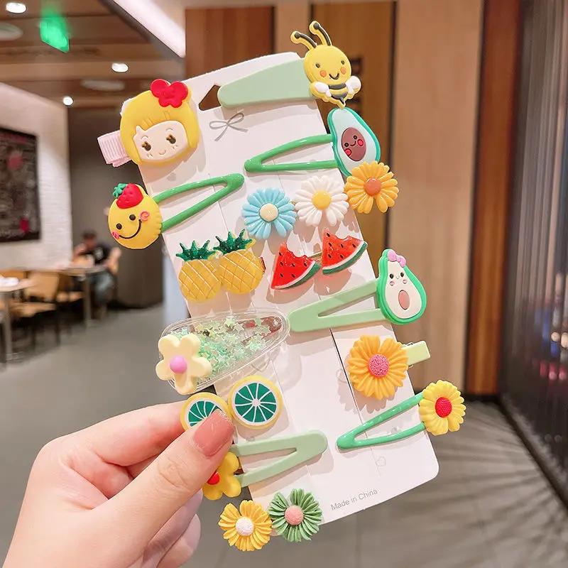Cartoon Hair Clips Cute Girl Cloud Lollipop Rainbow Hairpins Set Kids