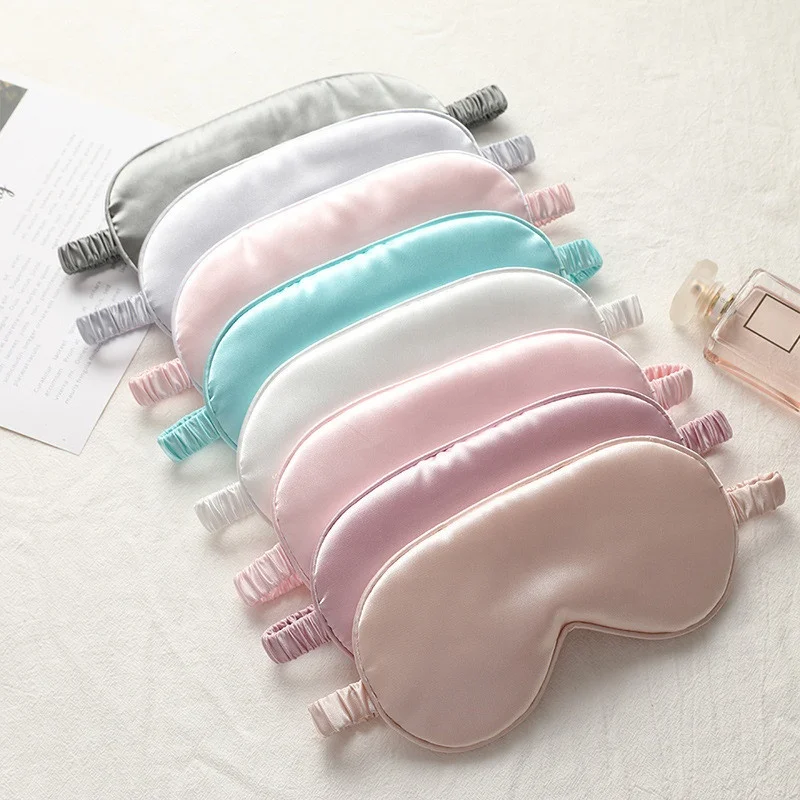 Luxury gift pouch packaging satin eye masks Travel Sleeping Eyemask for Airplane Hotel satin eyes mask