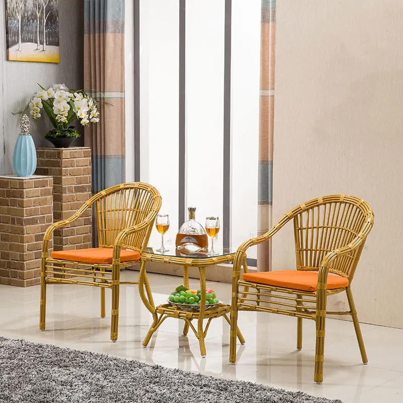 Hot summer cool rattan bamboo beautiful solid durable table and chair set