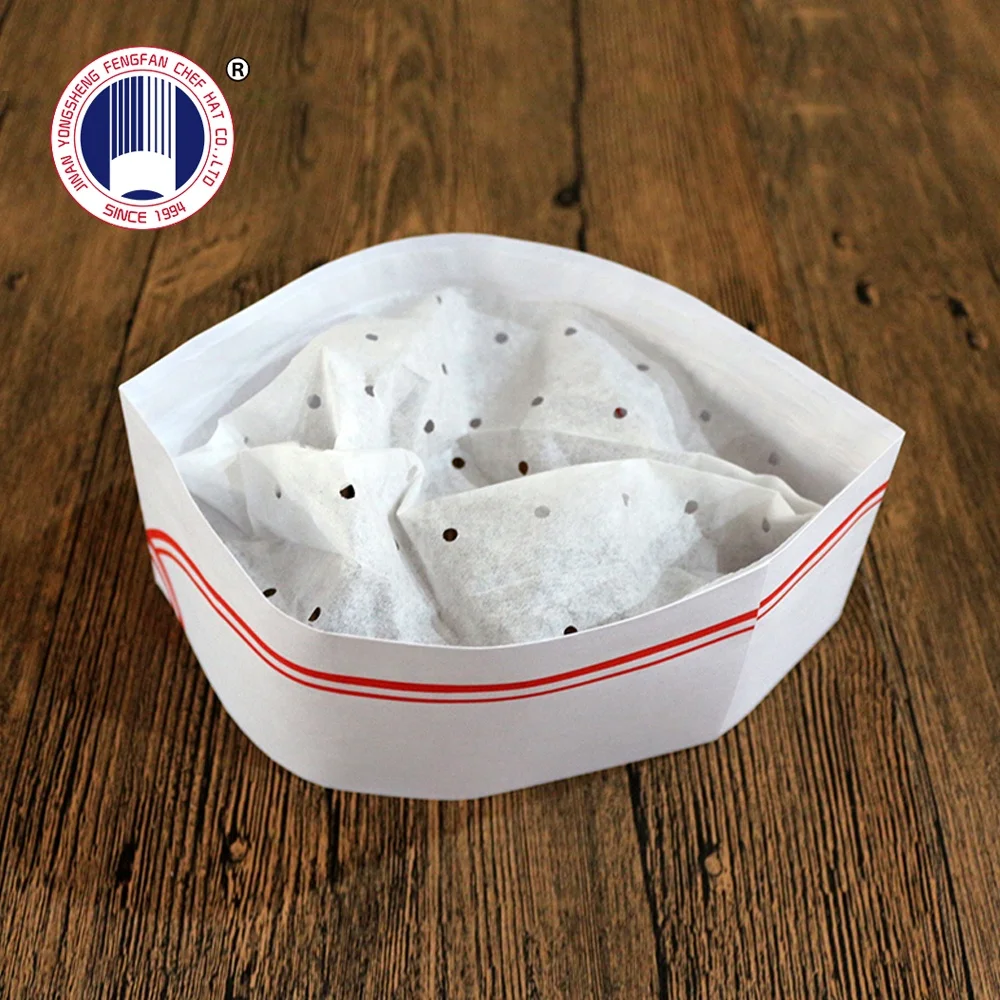 Paper cap red strip paper forage cap disposable kitchen chef hat