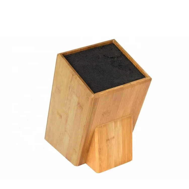 Extra Large Knife Storage Universal Knife Block- Bamboo Wood Kitchen Knife Holder with Bristle