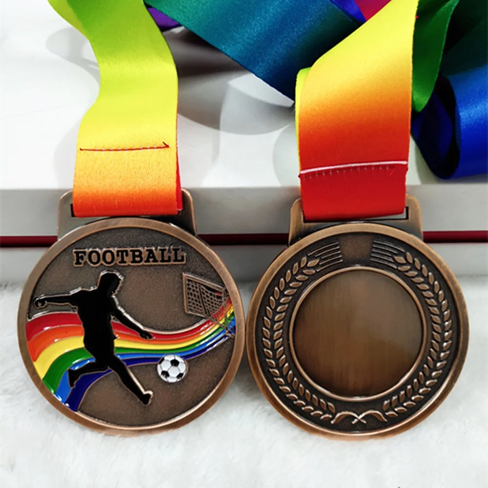 Chinese Supplier Custom 3D Metal Award Gold Silver Bronze Medals Football and Soccer Medal