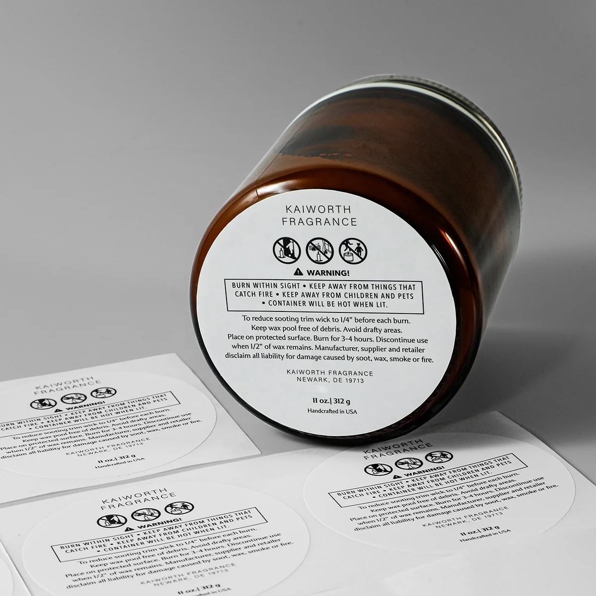 Custom Logo Printing Round Heat Resistant Candle Safety Warning Labels Wax Melt Warning Stickers