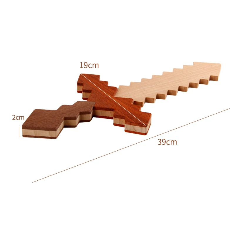 Детский деревянный меч высокого качества из массива дерева ролевые игрушки в пиксельном стиле