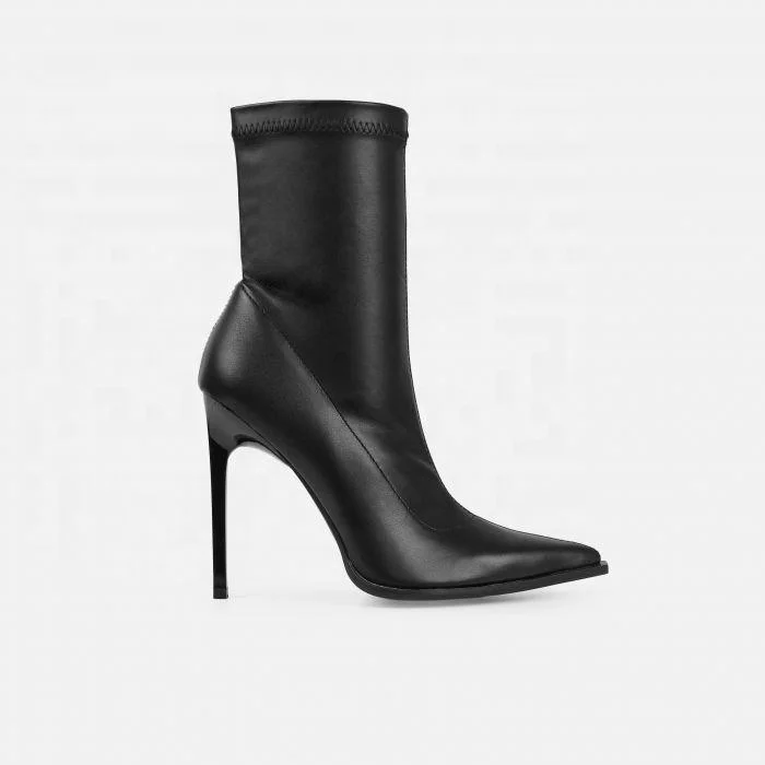 Туфли с острым носком на каблуке-шпильке из лайкры платьев ботинки ankle для мужчин и женщин женские ботильоны