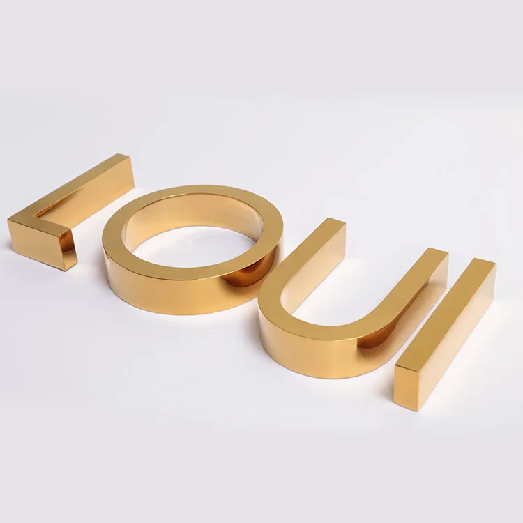 custom laser cut stainless steel wall mount brass signage 3d logo metal indoor brand gold metal letter logo sign board