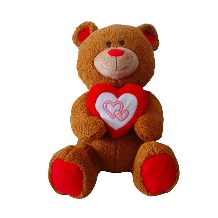 Lovely soft stuffed plush cute animal teddy bear with heart pillow for Valentine